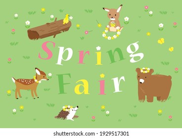Spring fair poster. Rabbit that makes corolla for animals.
