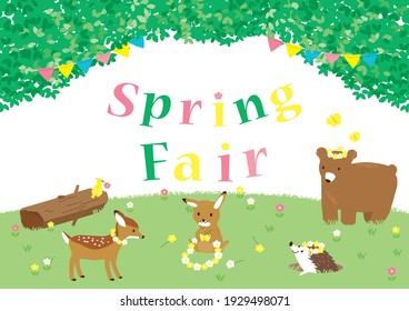 Spring fair poster.Rabbit that makes corolla for animals.