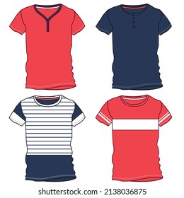 spring and fall fashion color block silhouette t-shirt set