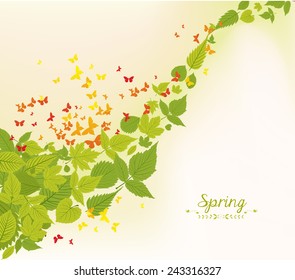spring fall leaves and butterflies background