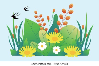 Spring Family Spring Outing Green Illustration