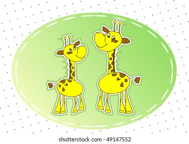 SPRING FAMILY VECTOR WITH GIRAFFE.  FUNNY FOR CHILDREN WEAR