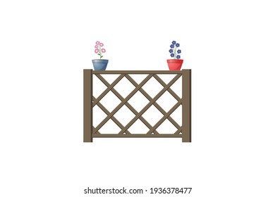 Spring Fance Flower Pot Vector Icon