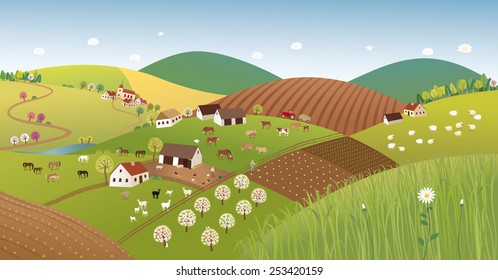 Spring farmer landscape