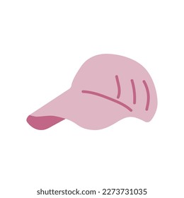 Spring fashion clothes for women. Basic wardrobe. Different apparel collection. Pink baseball cap. Flat graphic vector illustration isolated on white background.