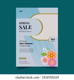 Spring Fashion Sale Flyer  Modern Creative Colorful A4 Size Editable Brochure Template Cover Design - Shutterstock ID 1918705529