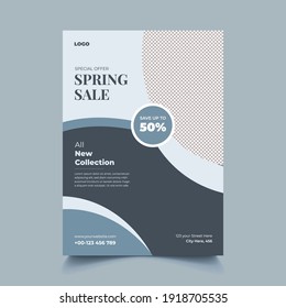 Spring Fashion Sale Flyer  Modern Creative Colorful A4 Size Editable Brochure Template Cover Design