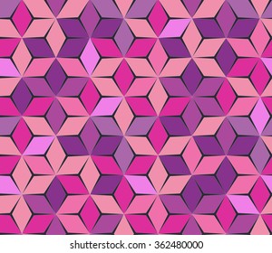Spring feminine background. Geometric seamless pattern.  Pink and Purple abstract backdrop.