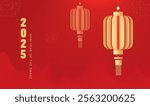 Spring Festival background design 2025 title and lanterns fireworks