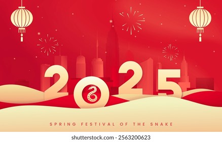 Spring Festival background Design 2025 title and celebratory elements