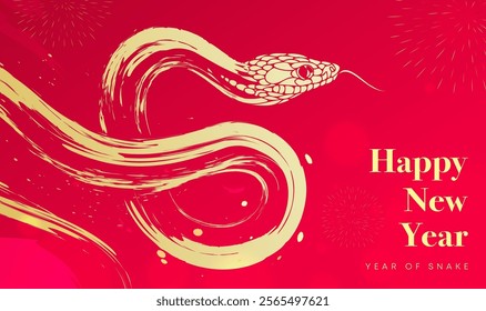 Spring Festival background design brush style golden snake