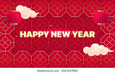 Spring Festival background design lanterns and slogans in Chinese pattern
