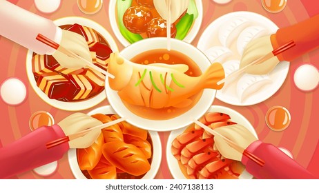 Spring Festival background design New Year dinner