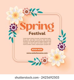 Spring Festival Floral Frame 3d Social Media Banner Template 