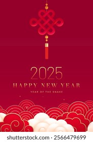 Spring Festival poster design Chinese knot and auspicious cloud