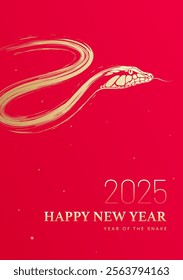 Spring Festival poster design hand-painted golden snake