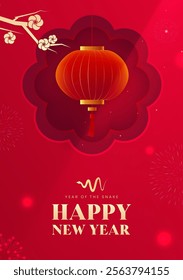 Spring Festival poster design red lanterns to celebrate the festival