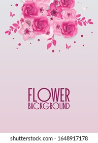 Diseño floral Spring Festive, decoración, banner en estilo papel cortado con flores, mariposa. Antecedentes de plantas primaverales para el 8 de marzo, Día Internacional de la Mujer, Feliz Día de la Madre, Feliz Día de Pascua
