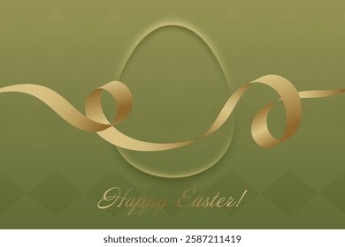 Spring Festivity. The elegant golden ribbon wraps around an Easter egg shape, complementing the soft green tones of the background.