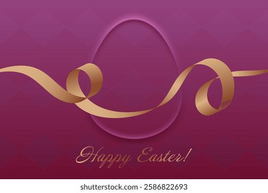 Spring Festivity. Golden ribbon, rich purple background, Easter Sunday, Christian faith, seasonal joy, holy blessing, divine love, church gathering, spiritual renewal, prayer.