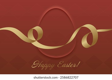 Spring Festivity. Golden ribbon, rich red background, Easter Sunday, Christian faith, seasonal joy, holy blessing, divine love, church gathering, spiritual renewal, prayer.