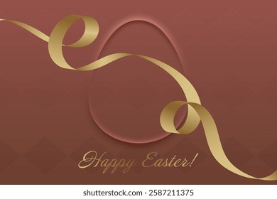 Spring Festivity. Golden ribbon, rich red background, Easter Sunday, faith, seasonal joy, divine love, holy blessing, church service, spiritual renewal, prayer.