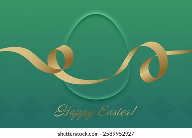 Spring Festivity. A stylish Easter design with a golden ribbon and soft green hues, symbolizing renewal, hope, and the festive spirit of the holiday.