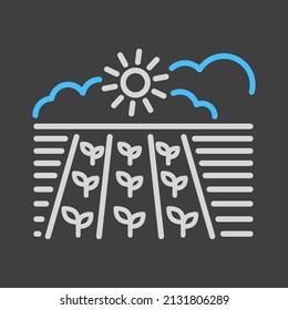 Icono de campo de primavera. Semillas. Tierra. Plantas verdes, granja orgánica. Señal de agricultura. Símbolo gráfico para el diseño del sitio web, logotipo, aplicación, interfaz de usuario. Ilustración del vector, EPS10.
