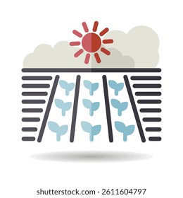 Spring field isolated icon. Seedling. Ground. Green plants, organic farm. Agriculture sign. Graph symbol for your web site design, logo, app, UI. Vector illustration, EPS10.
