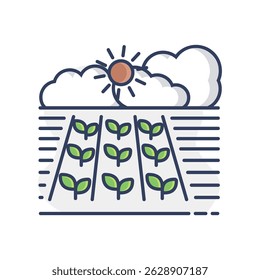 Spring field isolated icon. Seedling. Ground. Green plants, organic farm. Agriculture sign. Graph symbol for your web site design, logo, app, UI. Vector illustration, EPS10.