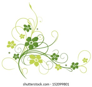 Spring, filigree and abstract green flowers 