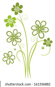 Spring, filigree and abstract green flowers