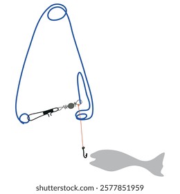 spring for fishing vector drawing. White background.