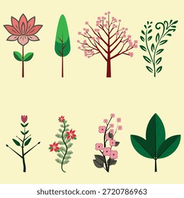 Colección de Ilustraciones Botánicas Spring Flat