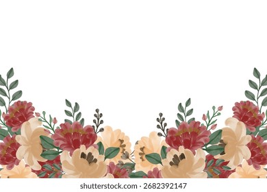 Spring flat flower background vector. Botanical art print for Happy Easter, Folk style home decor , Wall decoration, and fabric.