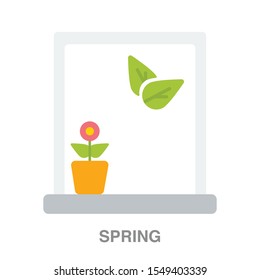 Spring flat icon on white transparent background. You can be used spring icon for several purposes.