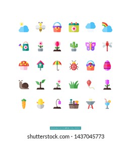 Spring Flat Icon Set Vector Illustration Logo Template For Website Or Mobile App.