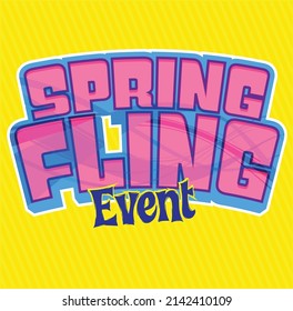 Spring Fling Sales Event Headline Graphic Pink on Yellow Spring Colors