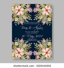 Spring floral anemone vector collection clip art for wedding invitation baby shower, bridal invitation template