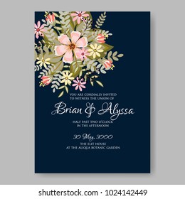 Spring floral anemone vector collection clip art for wedding invitation baby shower, bridal invitation template