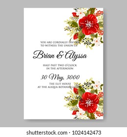 Spring floral anemone vector collection clip art for wedding invitation baby shower, bridal invitation template