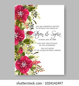 Spring floral anemone vector collection clip art for wedding invitation baby shower, bridal invitation template