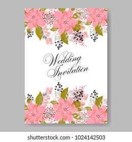 Spring floral anemone vector collection clip art for wedding invitation baby shower, bridal invitation template