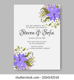 Spring floral anemone vector collection clip art for wedding invitation baby shower, bridal invitation template