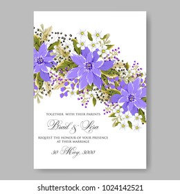 Spring floral anemone vector collection clip art for wedding invitation baby shower, bridal invitation template