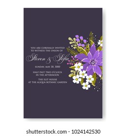 Spring floral anemone vector collection clip art for wedding invitation baby shower, bridal invitation template