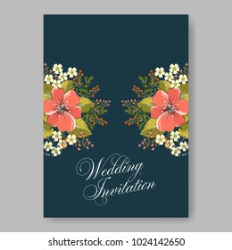 Spring floral anemone vector collection clip art for wedding invitation baby shower, bridal invitation template