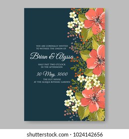 Spring floral anemone vector collection clip art for wedding invitation baby shower, bridal invitation template