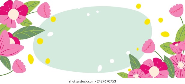 Spring floral art background vector illustration. Hand painted botanical flower, leaves, insect, butterflies. Design for wallpaper, poster, banner, card, print, web and packaging.