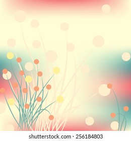 Spring floral background with abstract flowers. Invitation card template